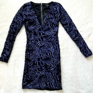 Bodycon Black Dress with Blue Sequins